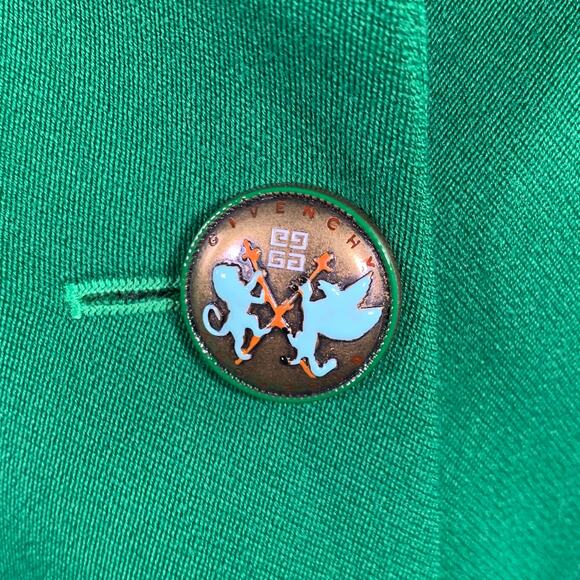 GIVENCHY Size 4 Green Polyester Wool Single Breasted Belted Jacket - Picture 3 of 9